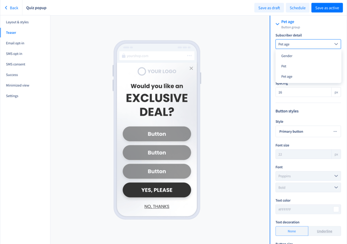 Opt-in tool editor (7)Subscriber