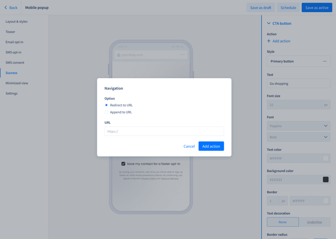 CTA_URL_Opt-in tool editor - Success CTA