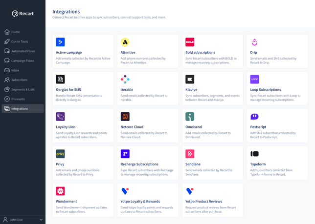 Integrations - List