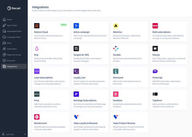Integrations - Notcore Cloud
