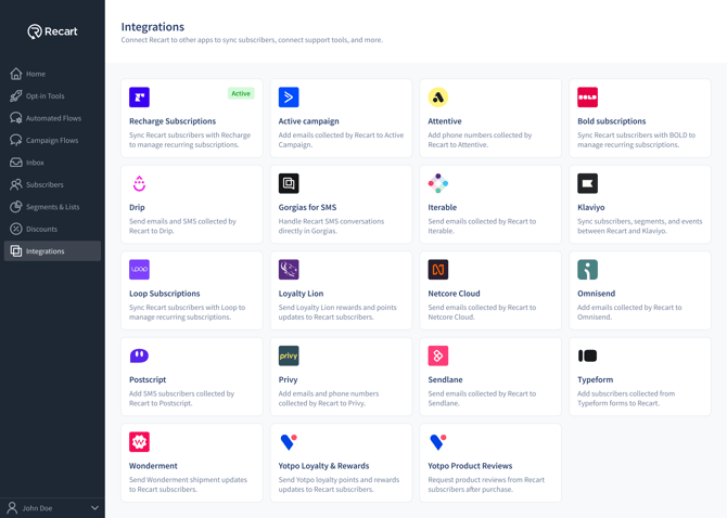 Integrations - Recharge