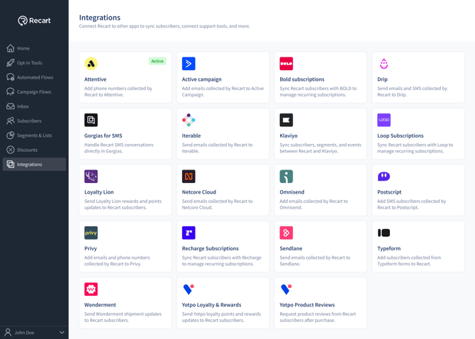 Integrations - attentive