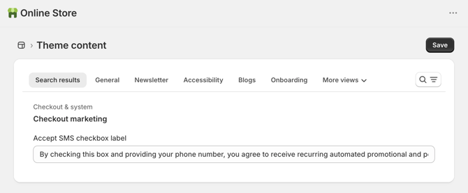 Edit shopify disclosure box