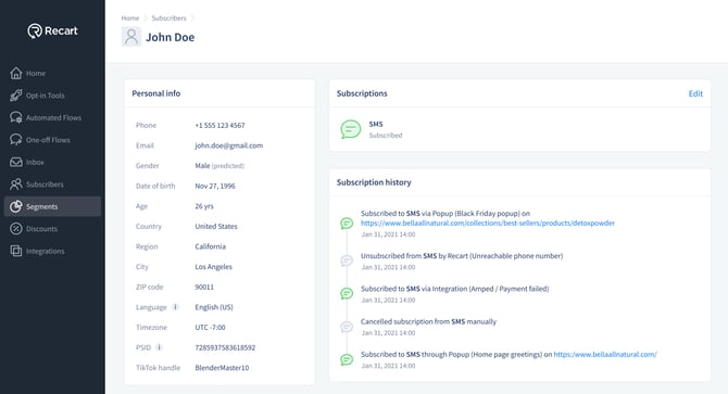 Profile details - with segments and lists_