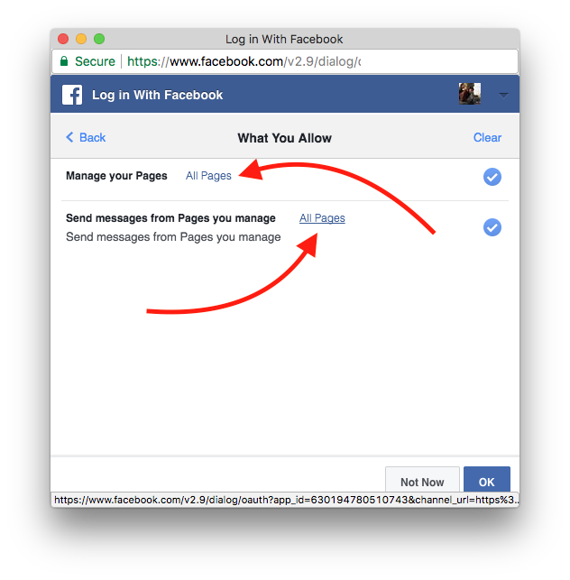 Can't connect to Facebook